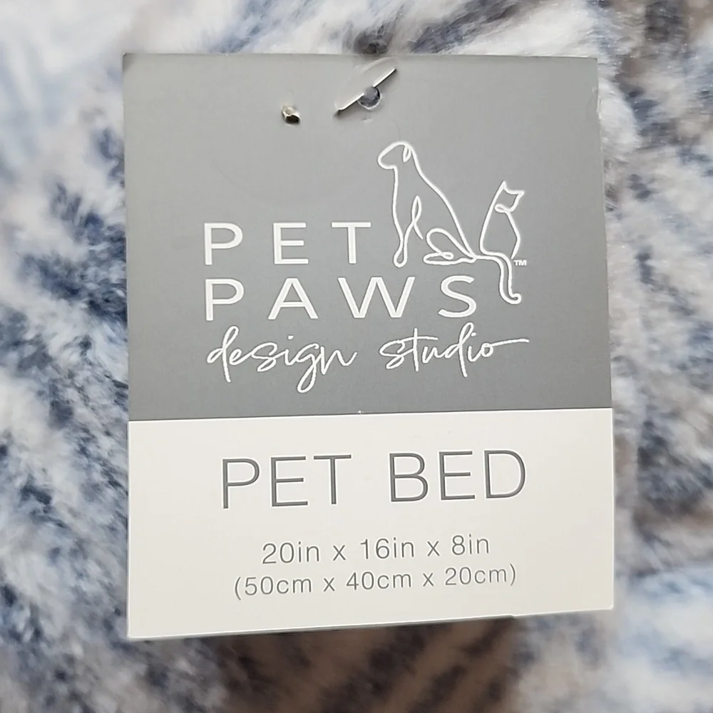 Pet Paws Design Studio Blue Gray & White Zebra Print Cat Dog Bed New with Tags